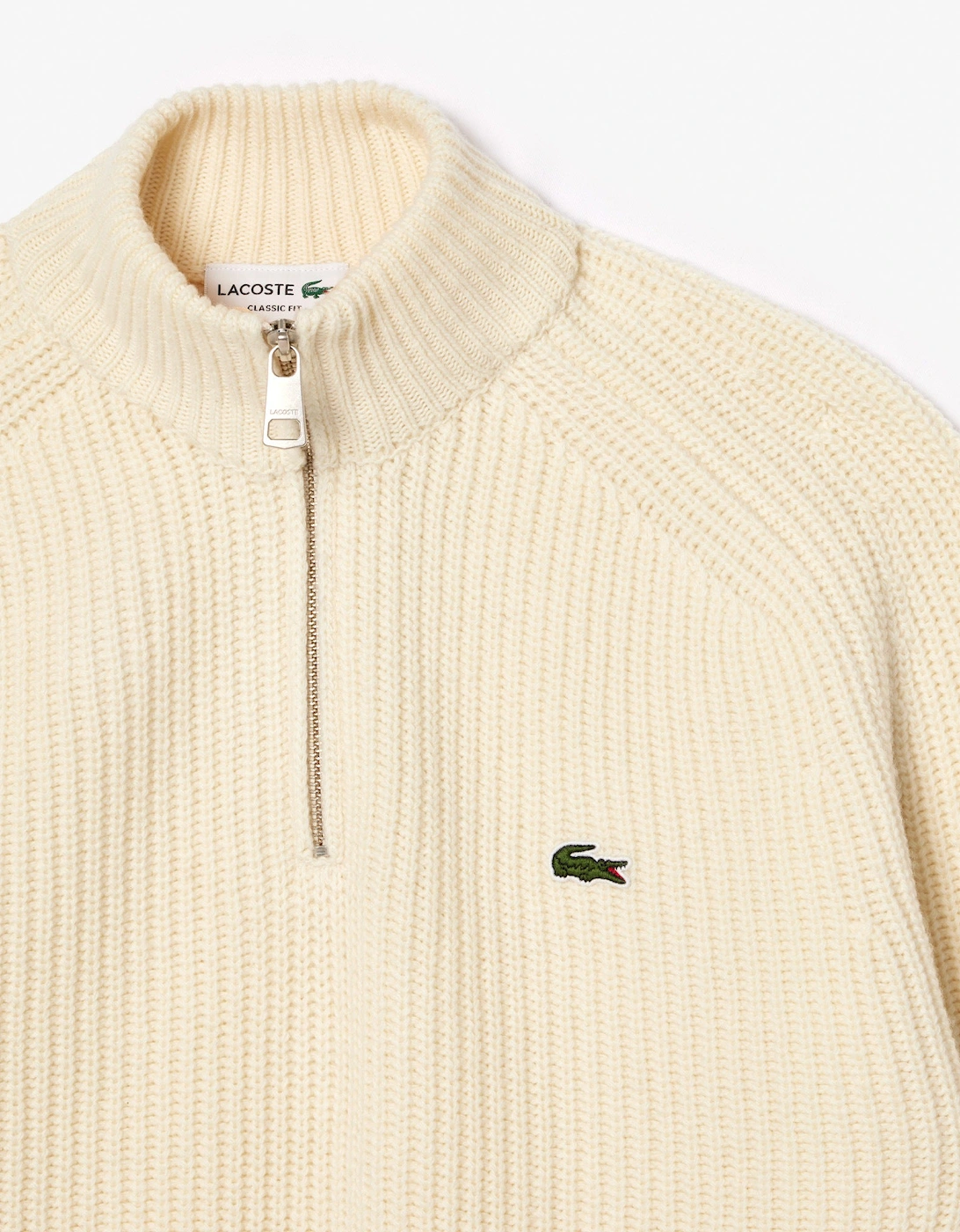 High Zip Neck Thick Rib Knit Mens Wool Sweater - Lapland XFJ