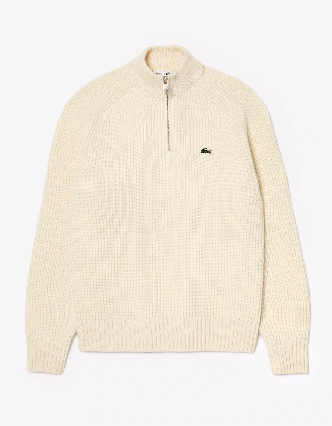High Zip Neck Thick Rib Knit Mens Wool Sweater - Lapland XFJ
