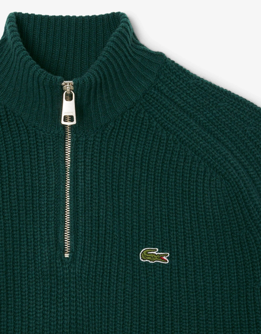 High Zip Neck Thick Rib Knit Mens Wool Sweater - Sinople YZP