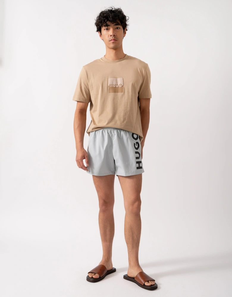 HUGO ABAS Mens Logo-Print Swim Shorts in Quick-Dry Fabric