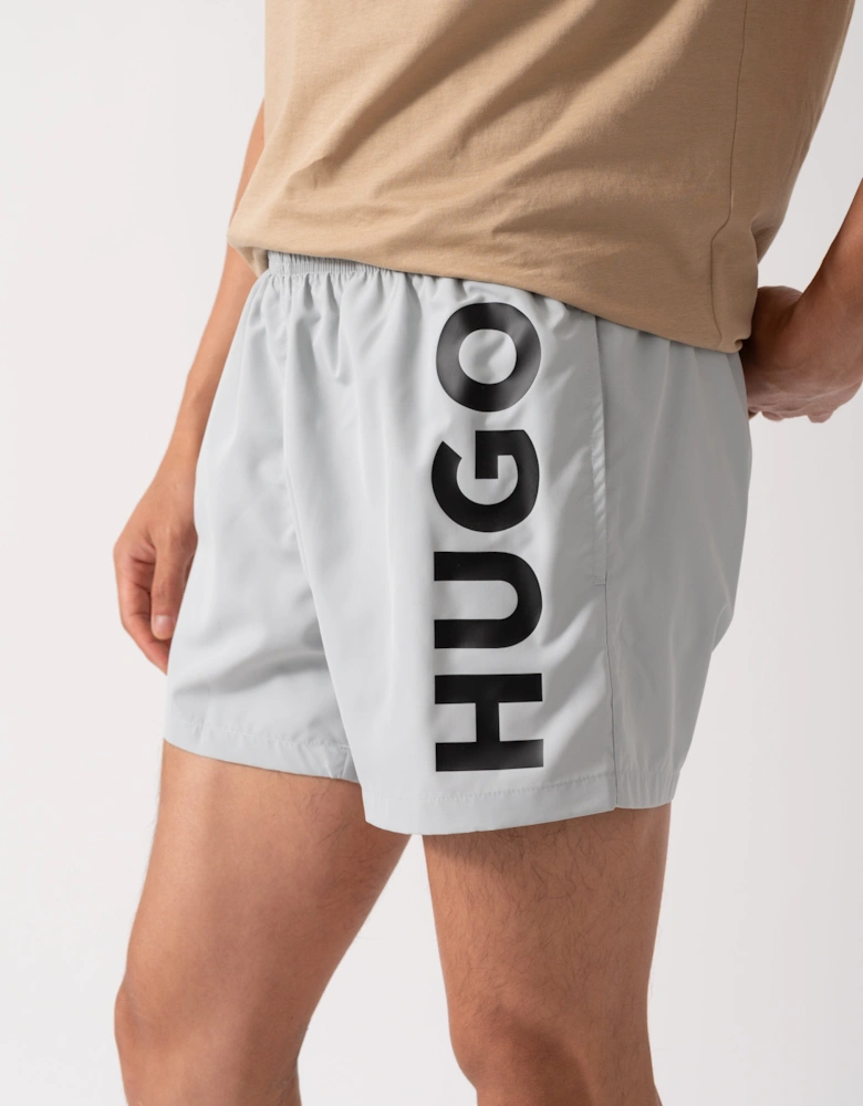 HUGO ABAS Mens Logo-Print Swim Shorts in Quick-Dry Fabric