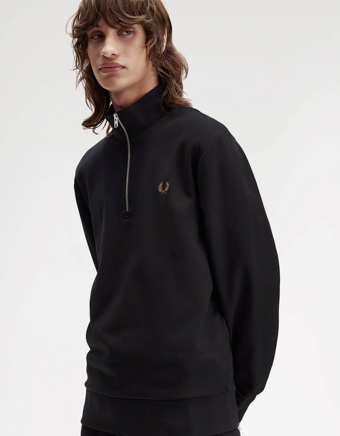 Mens Half Zip Sweatshirt - Black/Shaded Stone/Shaded Stone S77