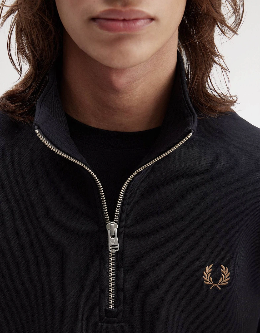 Mens Half Zip Sweatshirt - Black/Shaded Stone/Shaded Stone S77