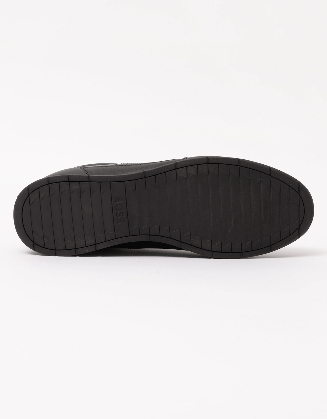 BOSS Orange Nitan Mens Nappa-leather trainers with gold-tone branding - Black 005