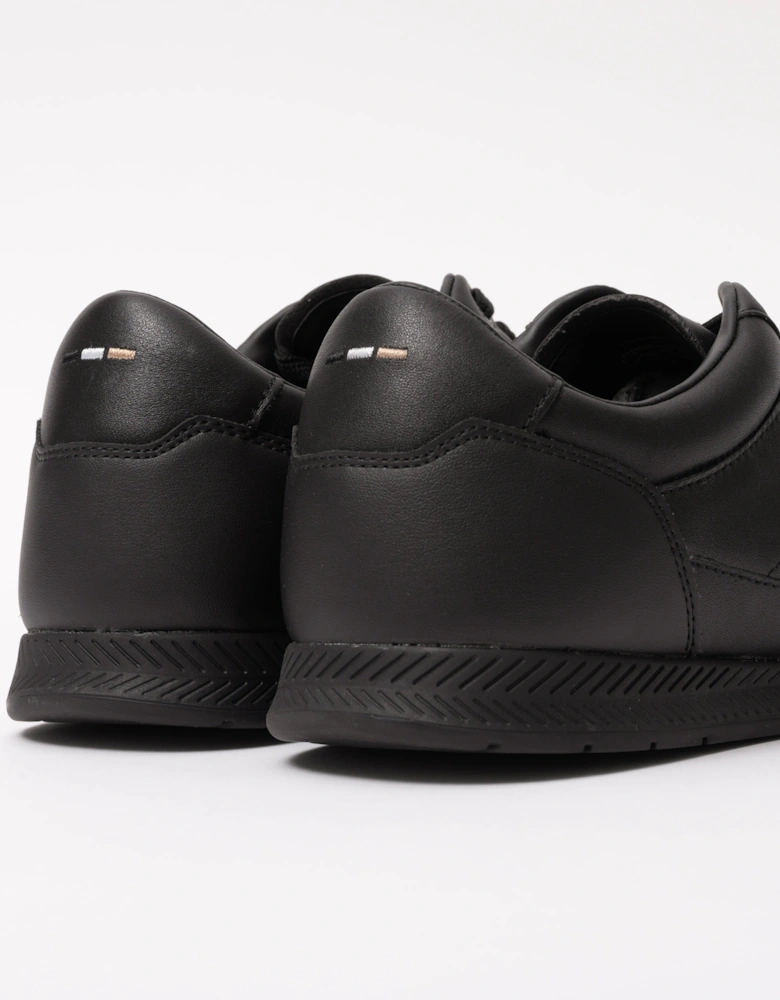 BOSS Orange Nitan Mens Nappa-leather trainers with gold-tone branding - Black 005