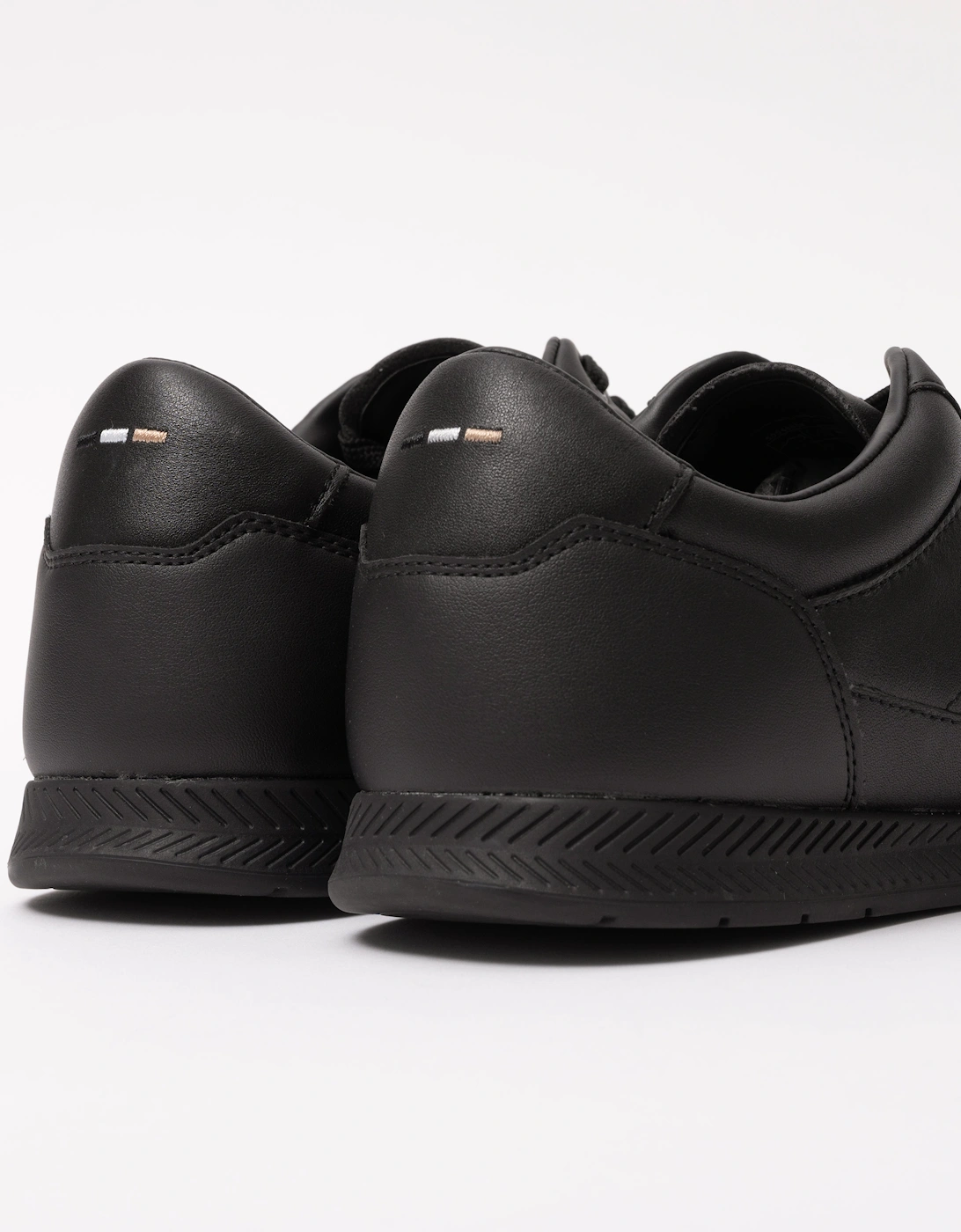 BOSS Orange Nitan Mens Nappa-leather trainers with gold-tone branding - Black 005