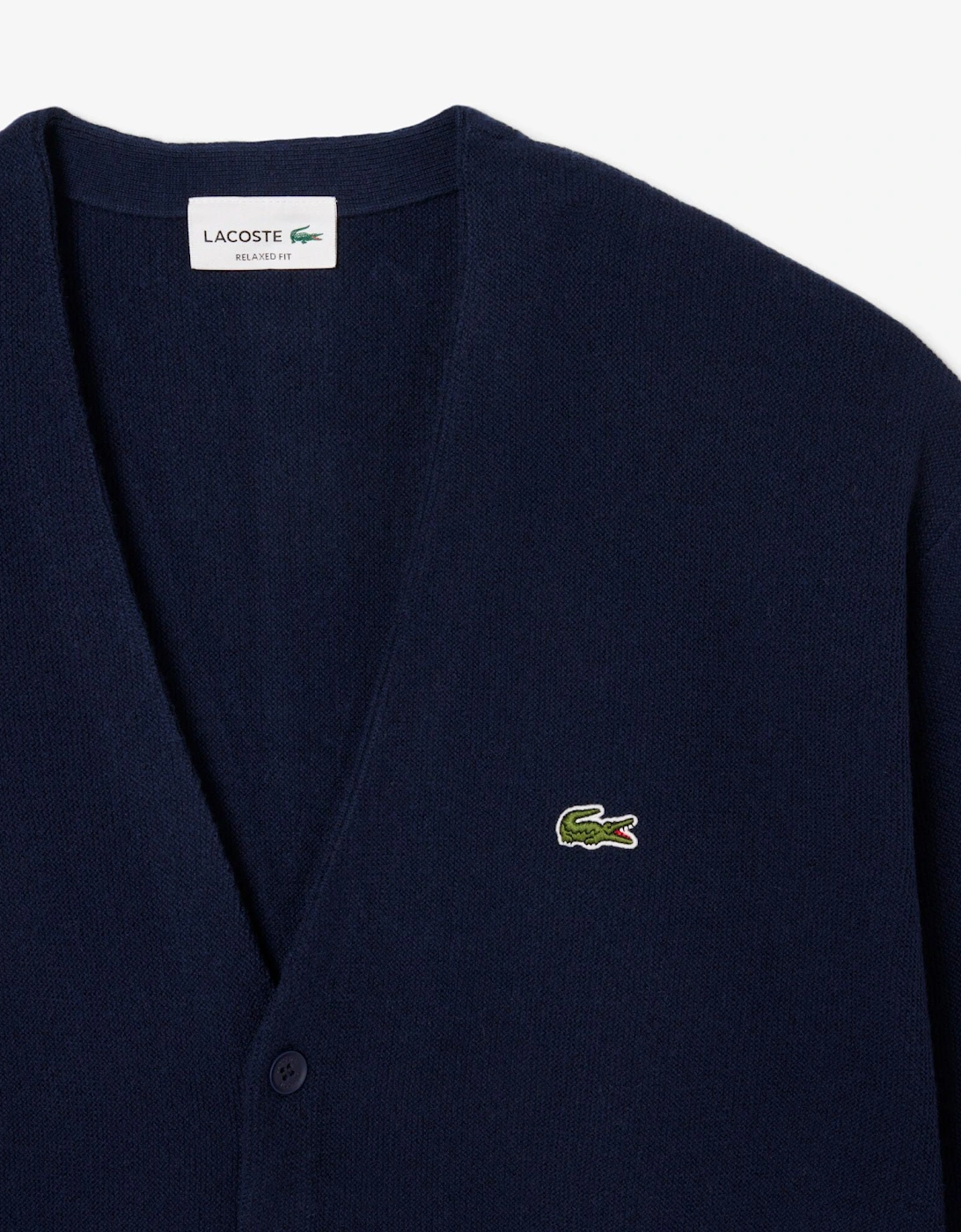 Relaxed Fit Moss Stitch Mens Wool Cardigan - Navy Blue 166