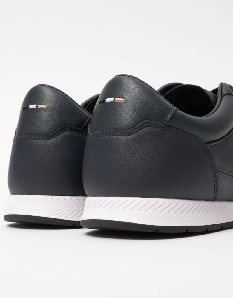 BOSS Orange Nitan Mens Nappa-leather trainers with gold-tone branding - Dark Blue 401