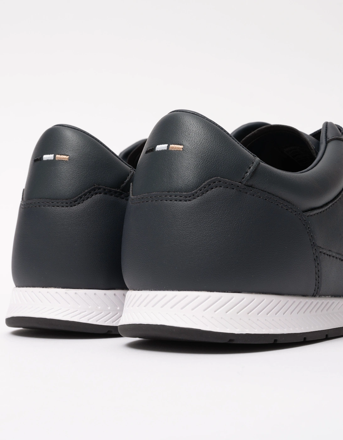 BOSS Orange Nitan Mens Nappa-leather trainers with gold-tone branding - Dark Blue 401
