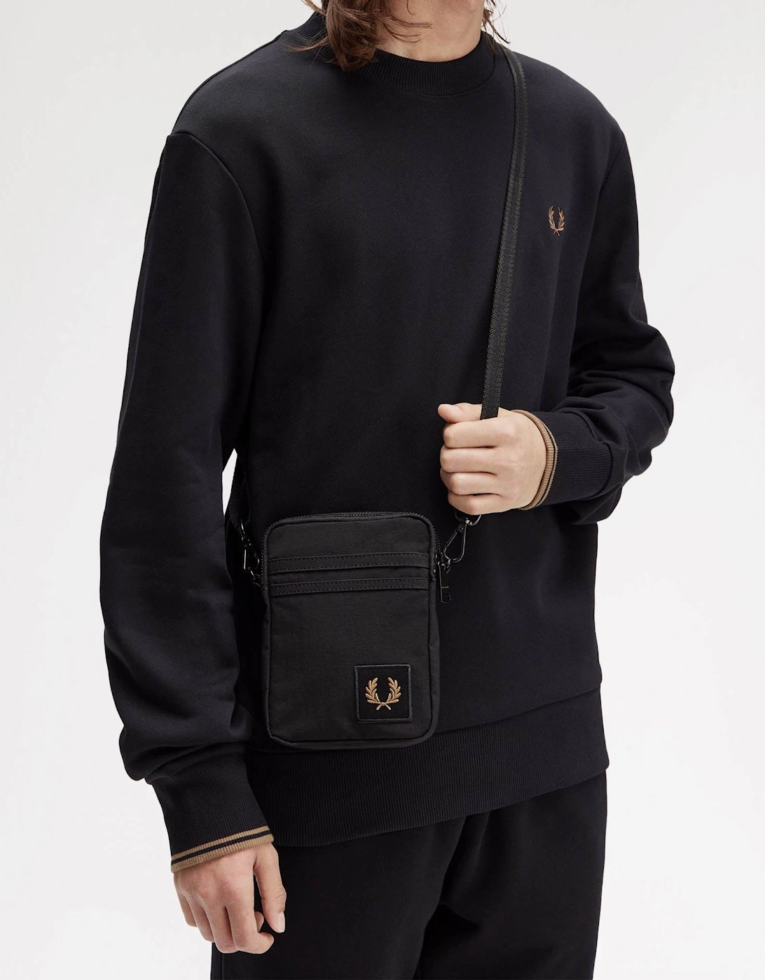Nylon Badge Small Side Bag - Black 102