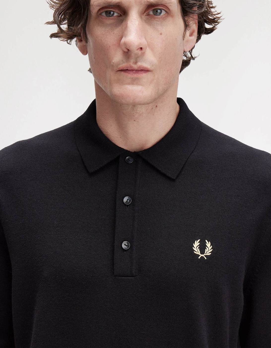 Mens Classic Knitted Shirt Ls - Black 220