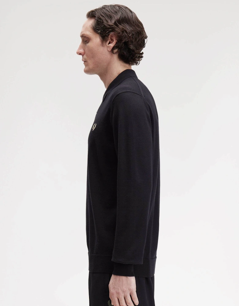 Mens Classic Knitted Shirt Ls - Black 220