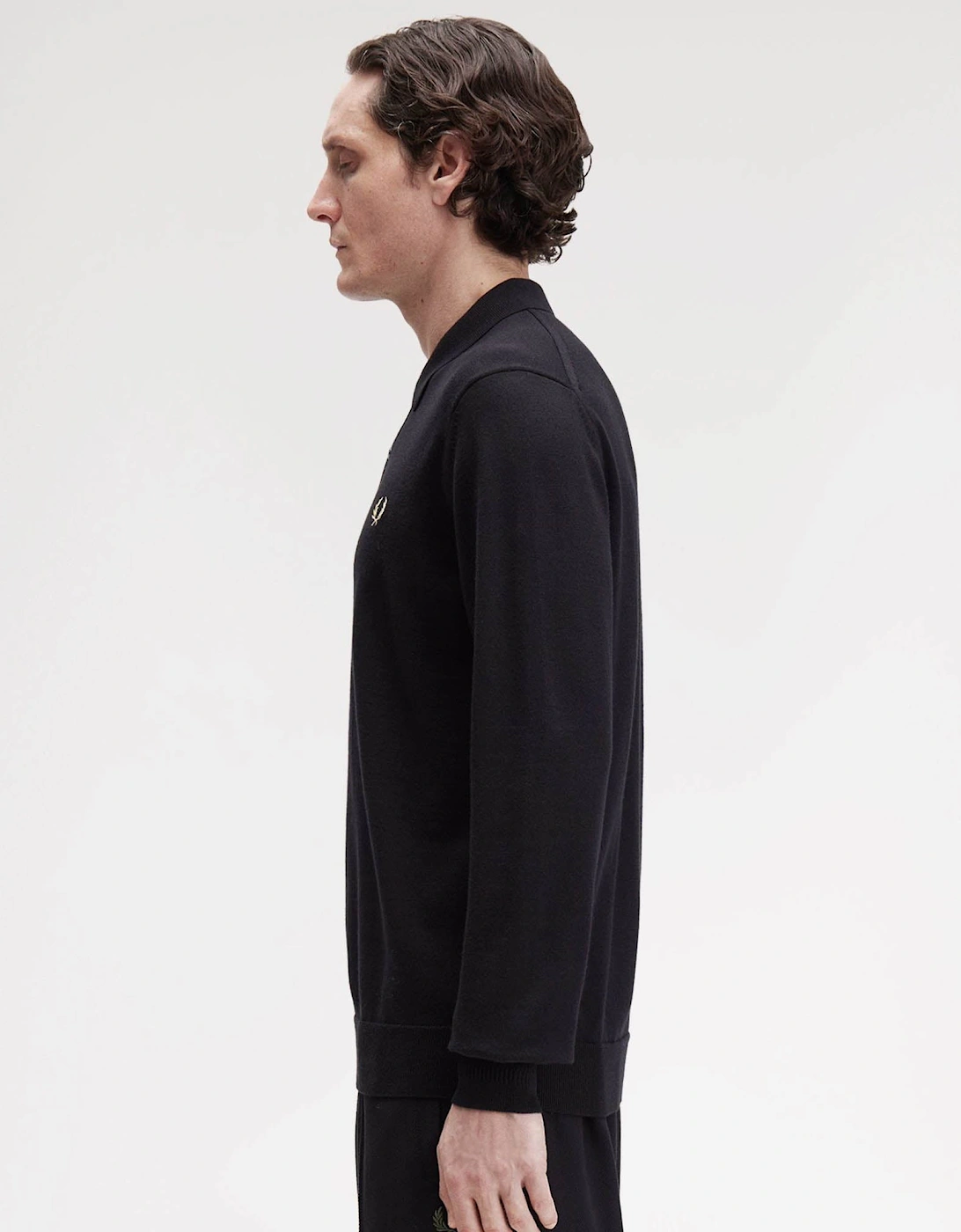 Mens Classic Knitted Shirt Ls - Black 220