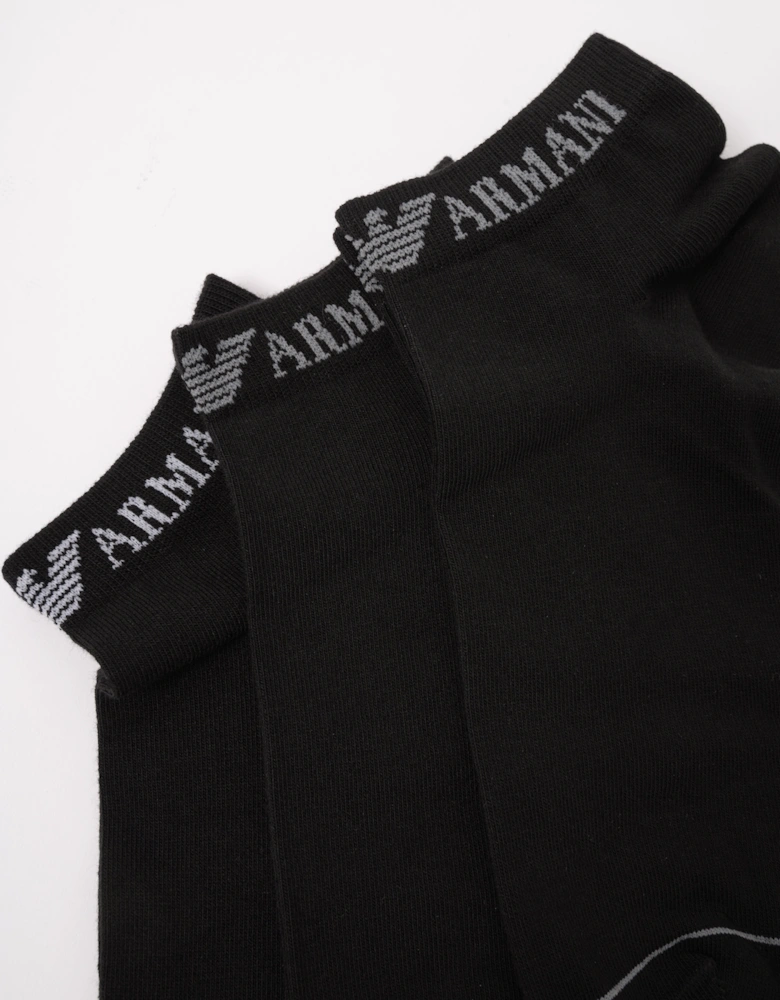 3 Pack Mens Trainer Socks - Black/Black/Black MC215