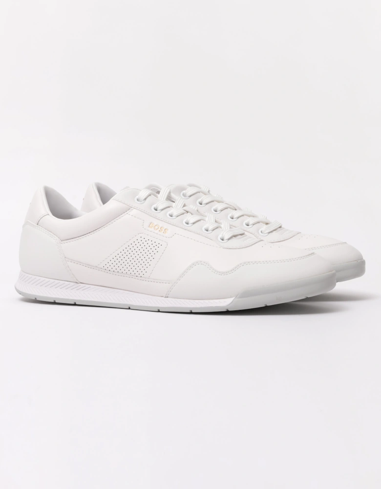 BOSS Orange Nitan Mens Nappa-leather trainers with gold-tone branding  - White 100