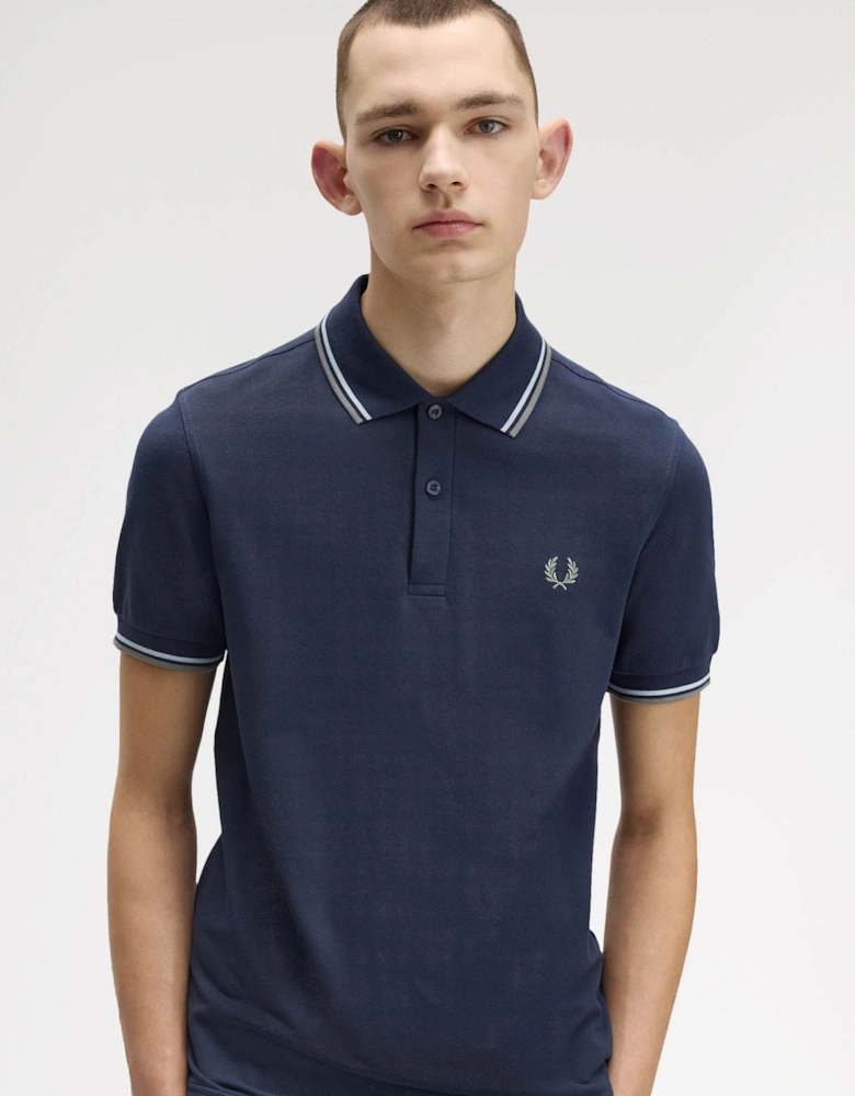 Mens Twin Tipped Signature Polo Shirt - Dark Airforce/Light Ice/Bayleaf Z47