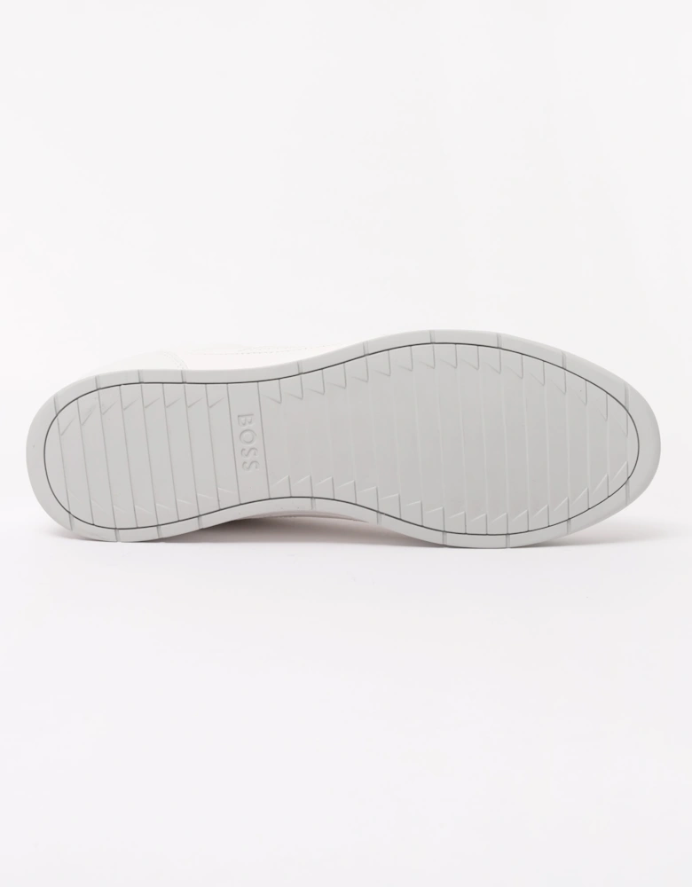 BOSS Orange Nitan Mens Nappa-leather trainers with gold-tone branding  - White 100