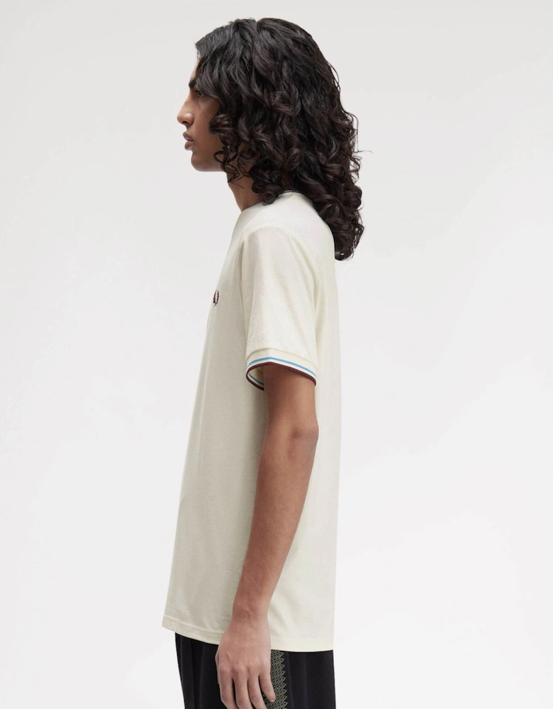 Mens Twin Tipped T-Shirt - Ecru/Court Blue/Oxblood Z46