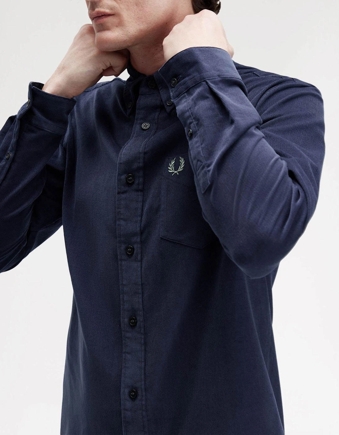Mens Needle Cord Shirt - Dark Airforce 738