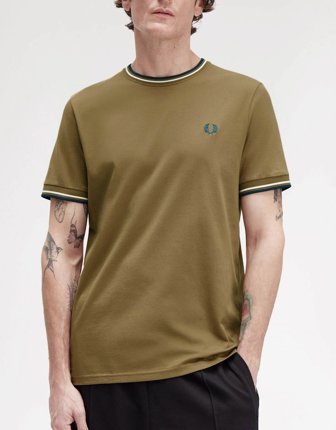 Mens Twin Tipped T-Shirt - Shaded Stone/Ecru/Dark Petrol Z60