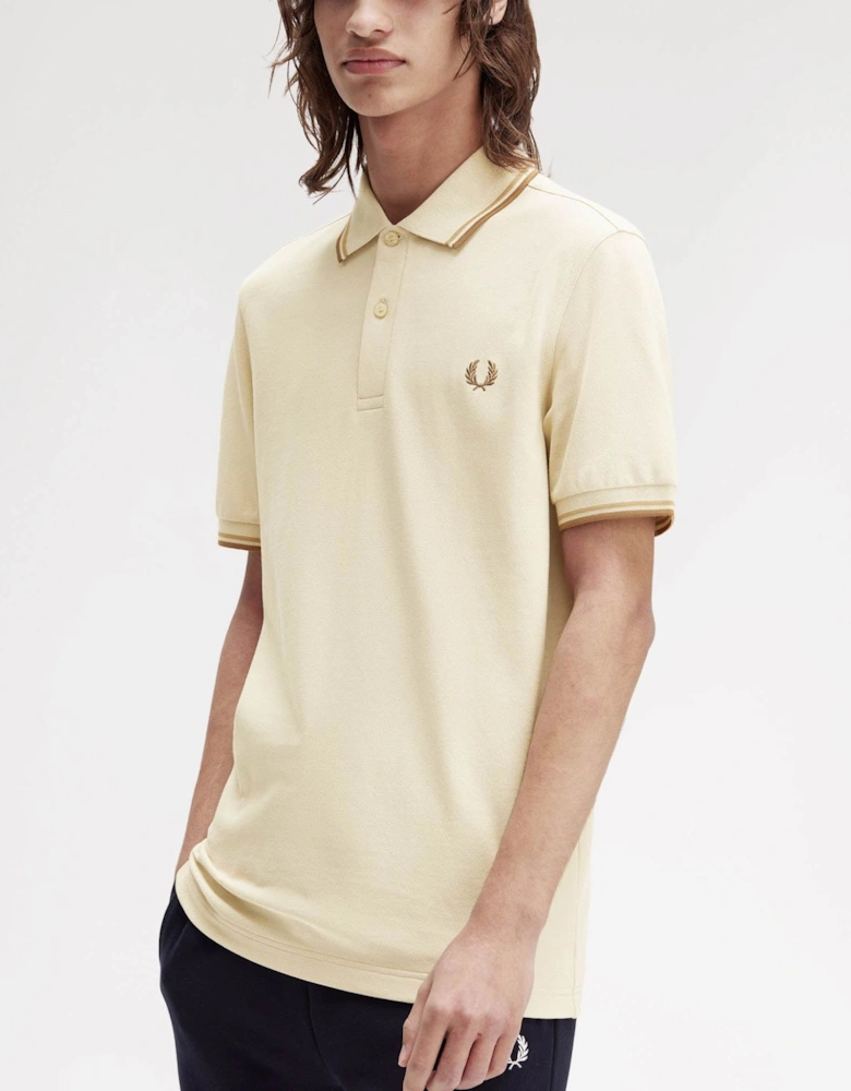 Mens Twin Tipped Signature Polo Shirt - Oatmeal/Warm Stone/Shaded Stone Z53