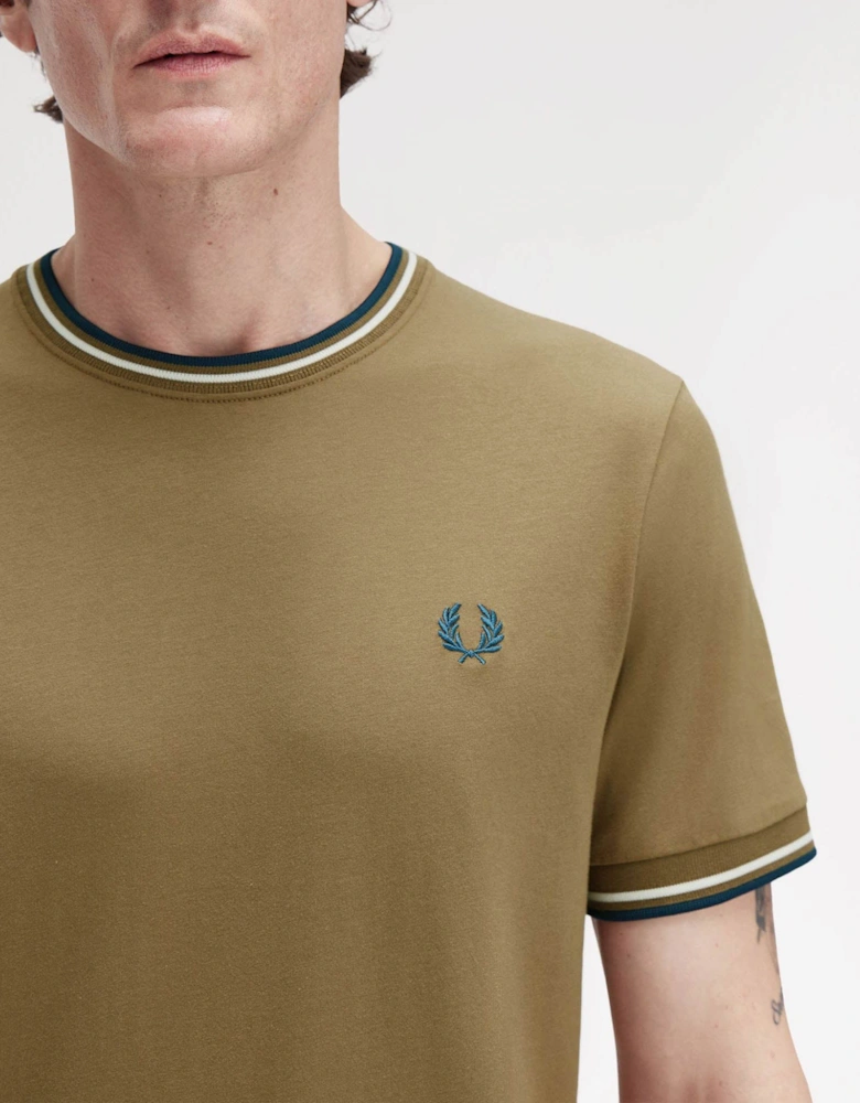 Mens Twin Tipped T-Shirt - Shaded Stone/Ecru/Dark Petrol Z60