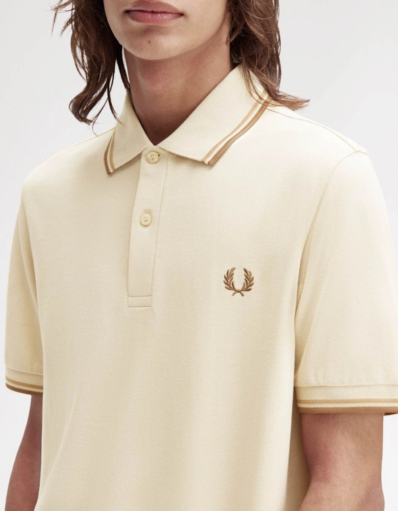 Mens Twin Tipped Signature Polo Shirt - Oatmeal/Warm Stone/Shaded Stone Z53