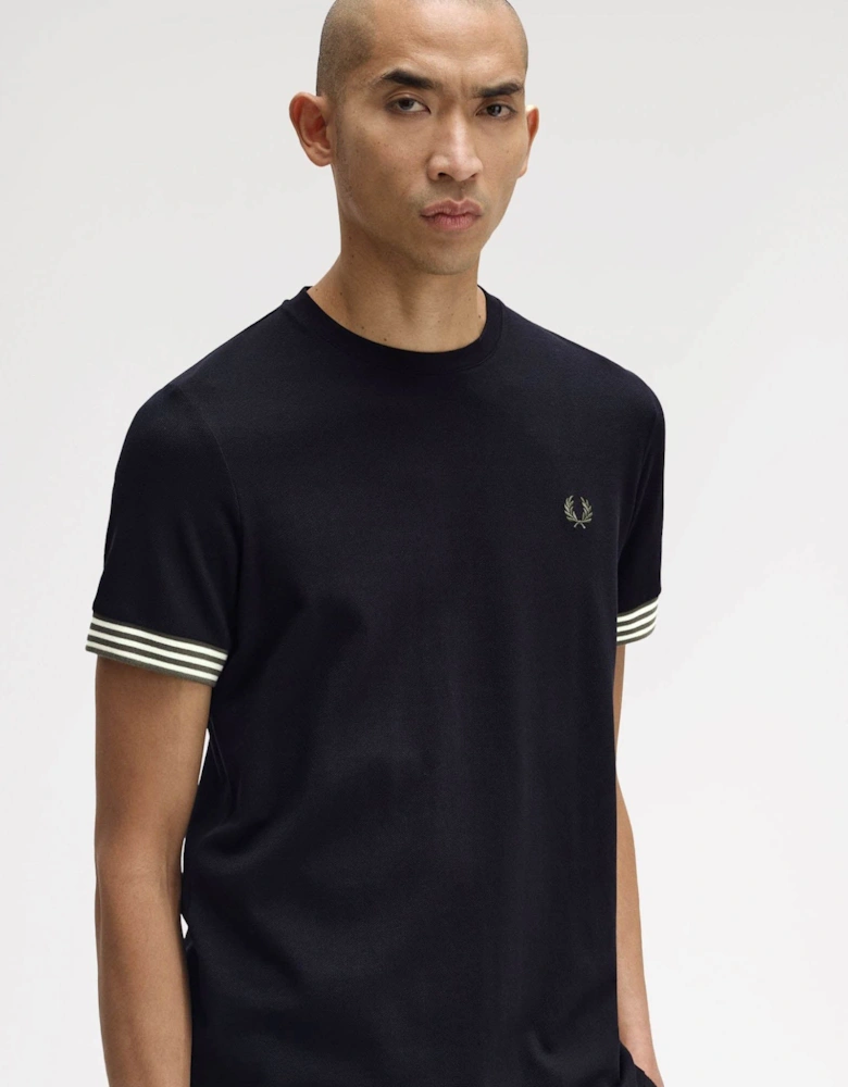 Mens Striped Cuff T-Shirt - Black 184