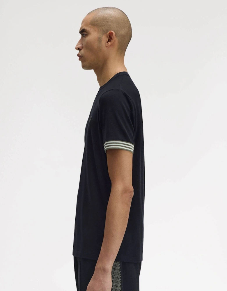 Mens Striped Cuff T-Shirt - Black 184
