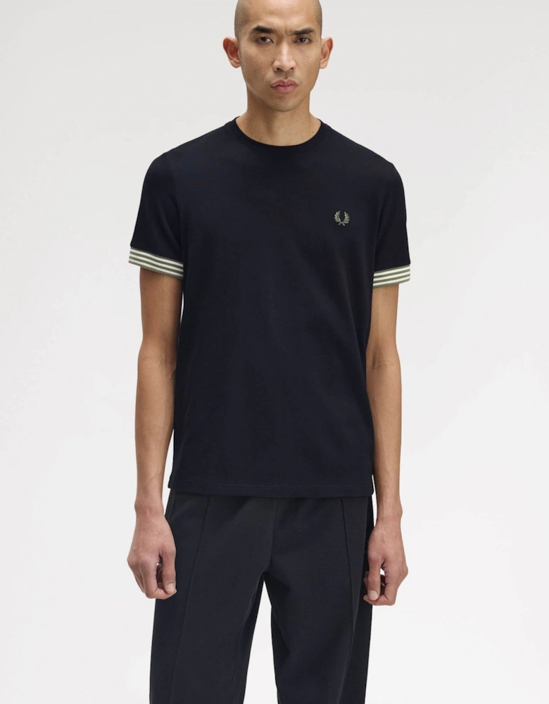 Mens Striped Cuff T-Shirt - Black 184