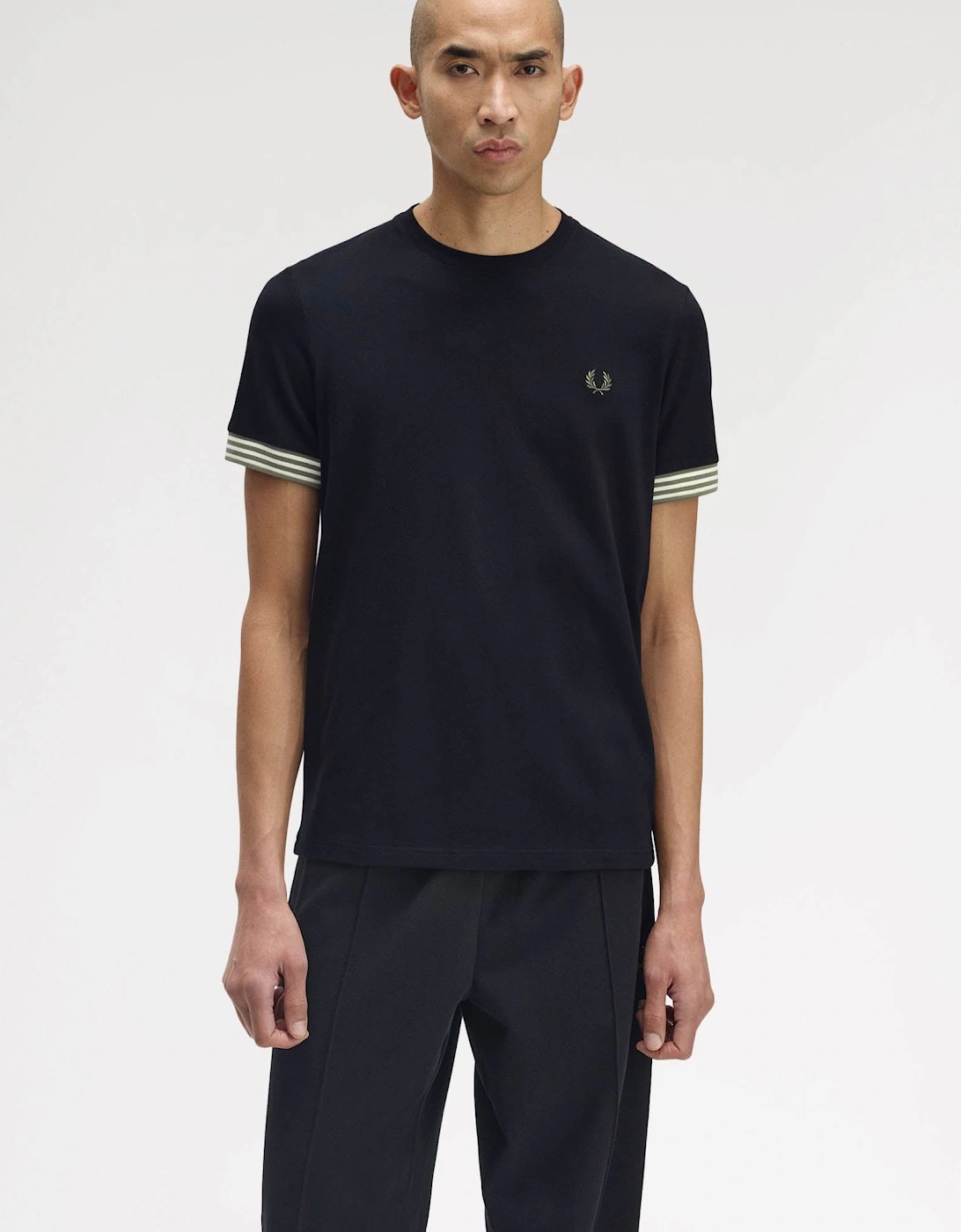 Mens Striped Cuff T-Shirt - Black 184