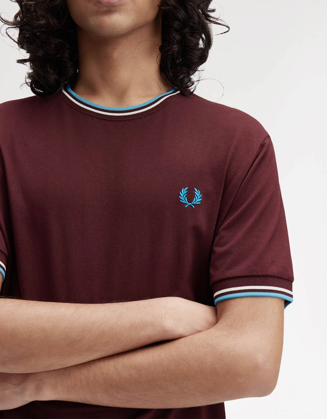 Mens Twin Tipped T-Shirt - Oxblood/Ecru/Court Blue Z63