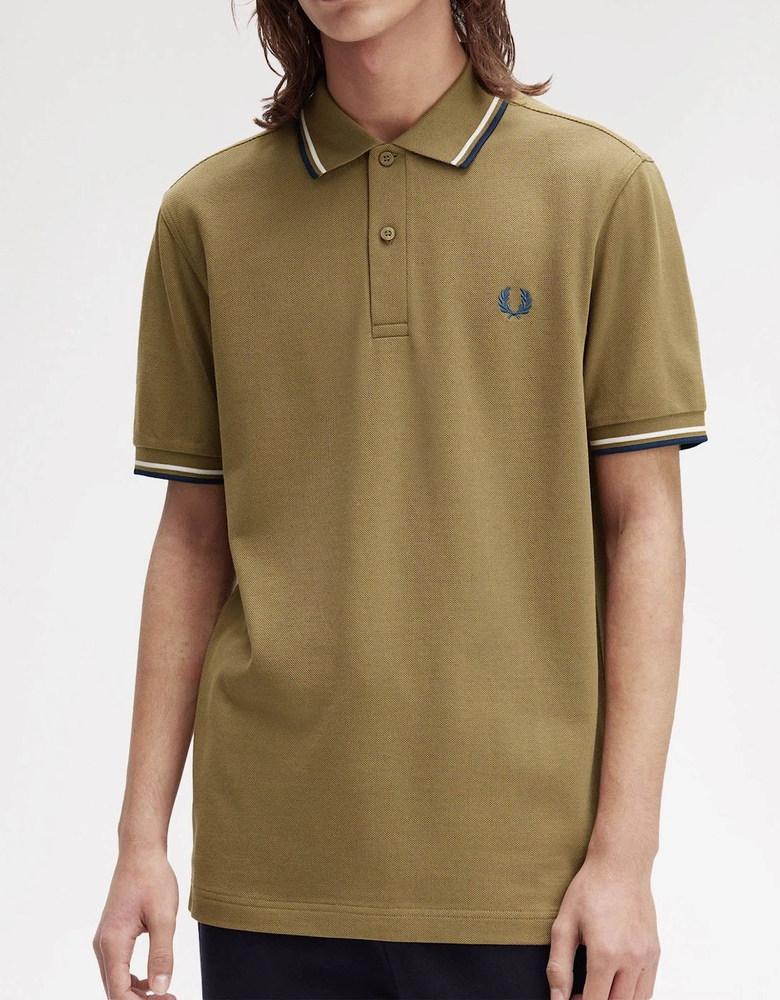 Mens Twin Tipped Signature Polo Shirt - Shaded Stone/Ecru/Dark Petrol Z60