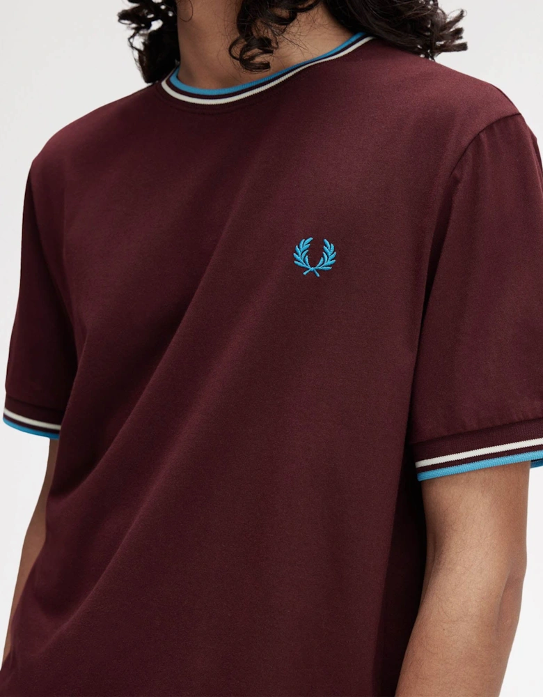 Mens Twin Tipped T-Shirt - Oxblood/Ecru/Court Blue Z63