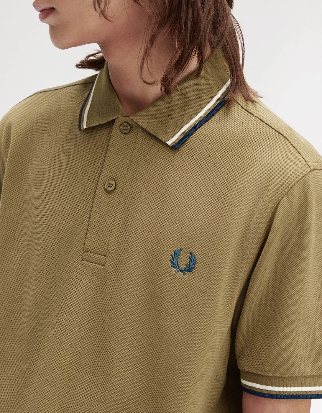 Mens Twin Tipped Signature Polo Shirt - Shaded Stone/Ecru/Dark Petrol Z60