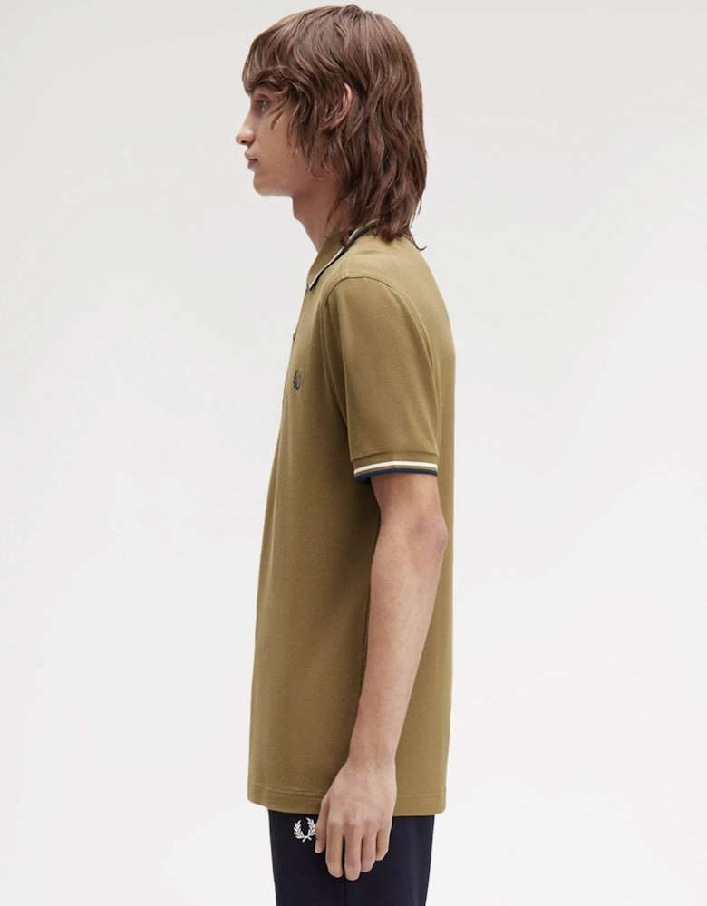 Mens Twin Tipped Signature Polo Shirt - Shaded Stone/Ecru/Dark Petrol Z60