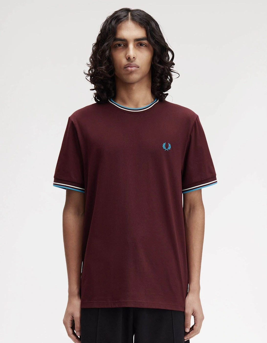 Mens Twin Tipped T-Shirt - Oxblood/Ecru/Court Blue Z63