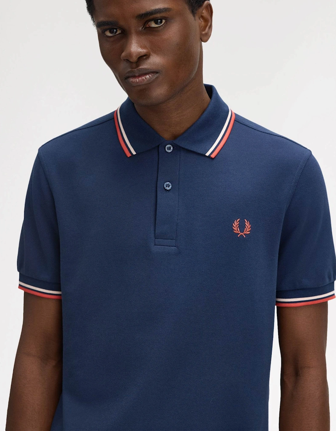 Mens Twin Tipped Signature Polo Shirt - Tennis Blue/Silky Peach/Flamingo Tan Z57
