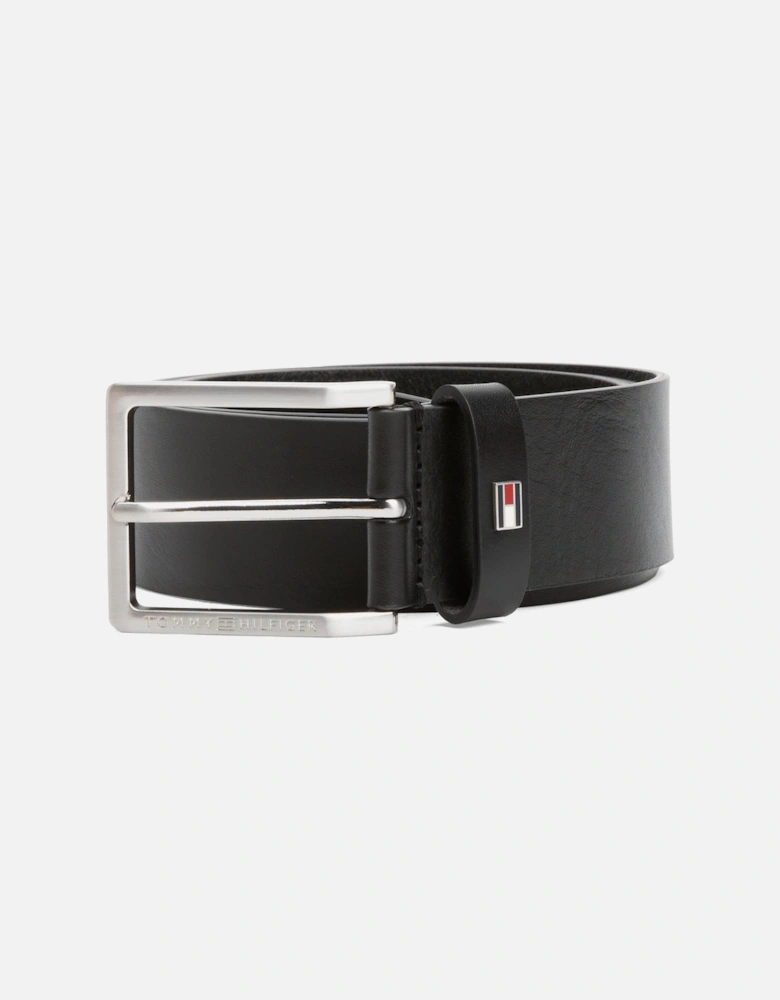 Adan Tonal Square Buckle Mens Leather Belt - Black