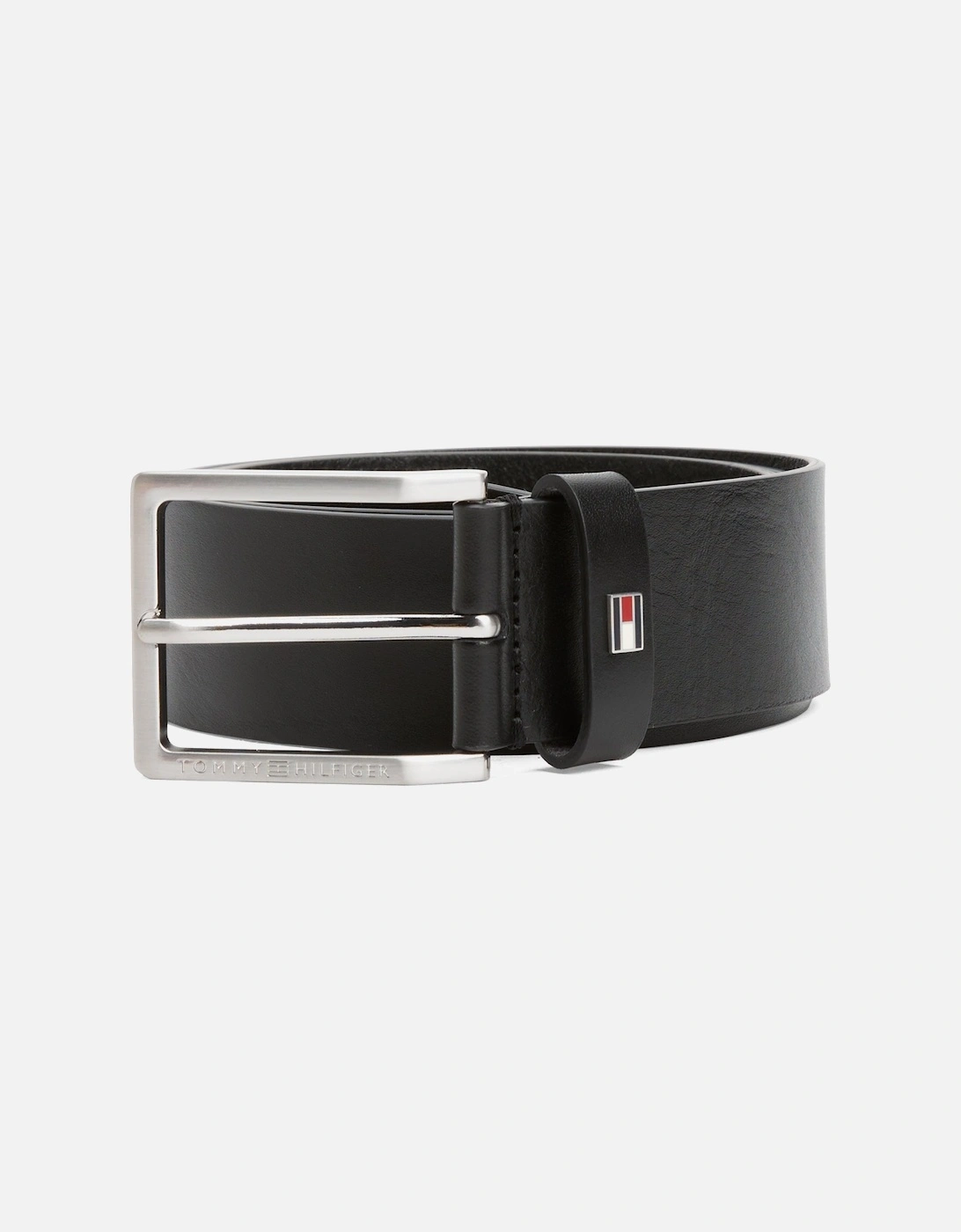 Adan Tonal Square Buckle Mens Leather Belt - Black