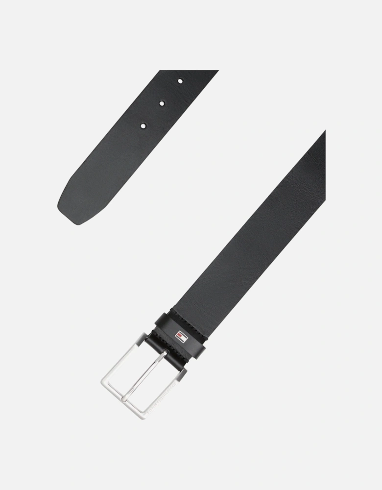 Adan Tonal Square Buckle Mens Leather Belt - Black