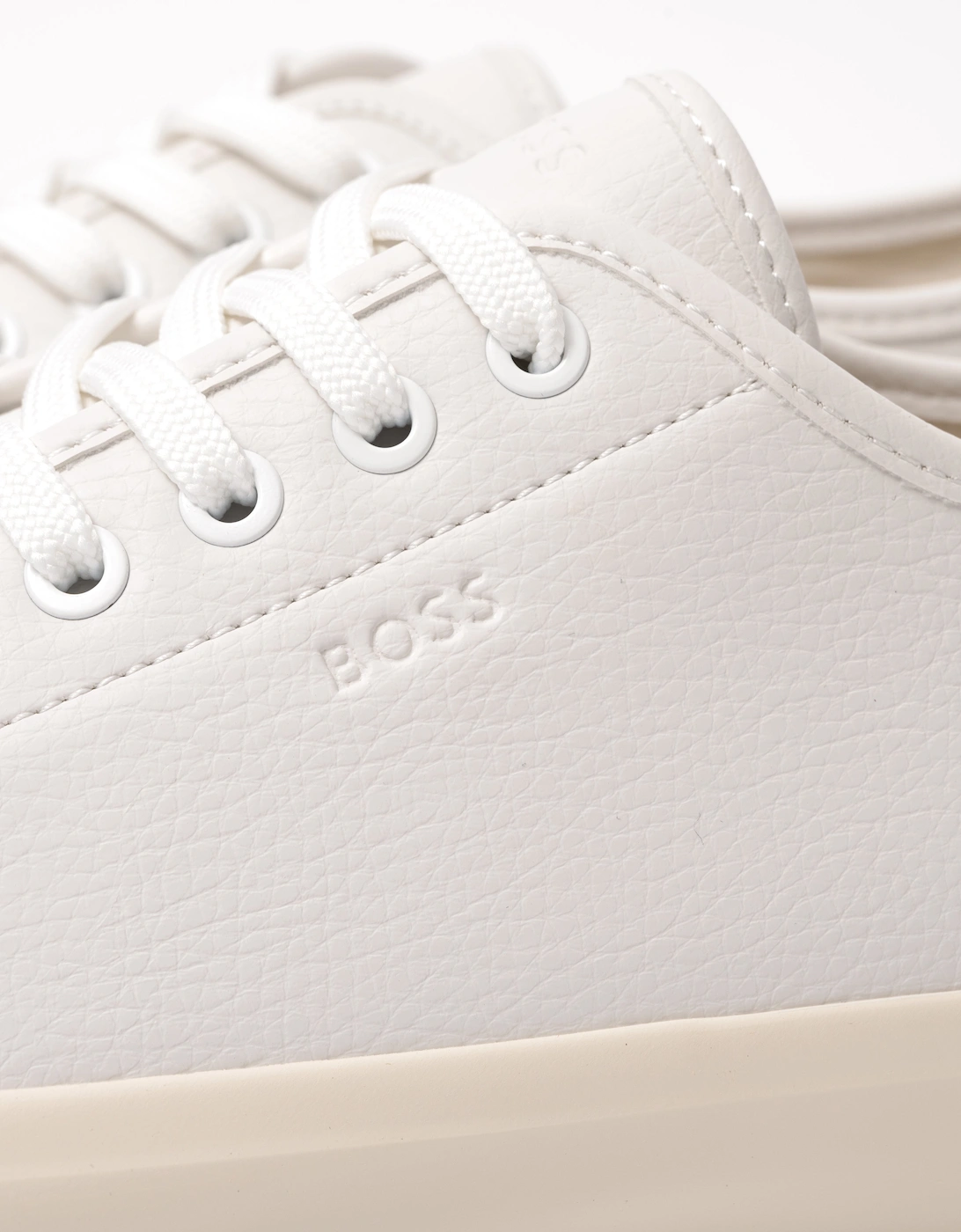 BOSS Orange Aiden Tenn Mens Low Top Trainers in Grained Faux Leather - Natural 102