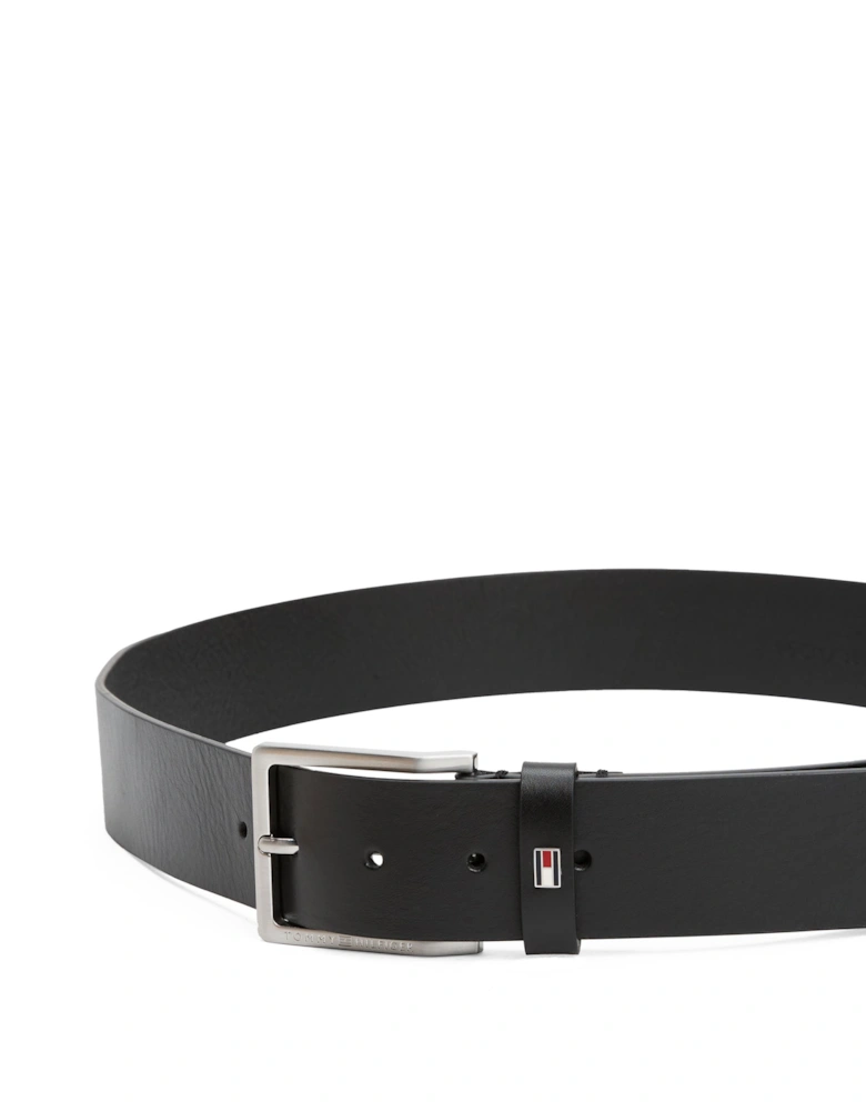 Adan Tonal Square Buckle Mens Leather Belt - Black
