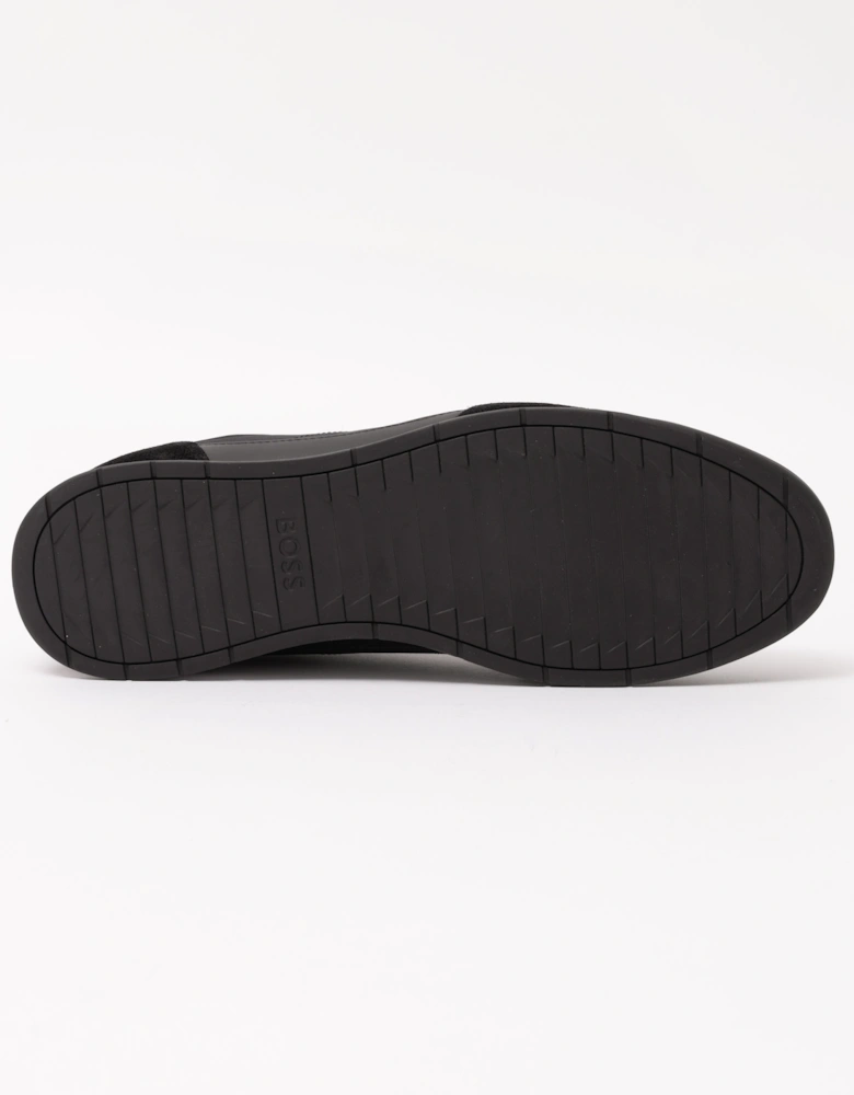 BOSS Orange Nitan Mens Low-top trainers with suede and faux leather - Black 001