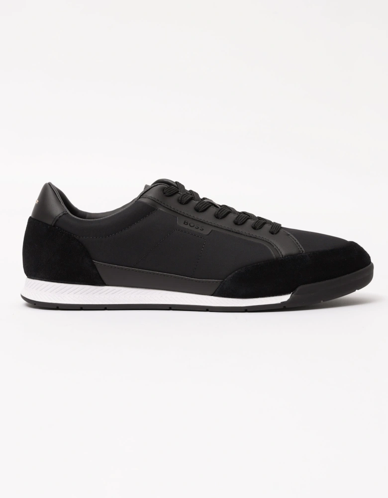 BOSS Orange Nitan Mens Low-top trainers with suede and faux leather - Black 001