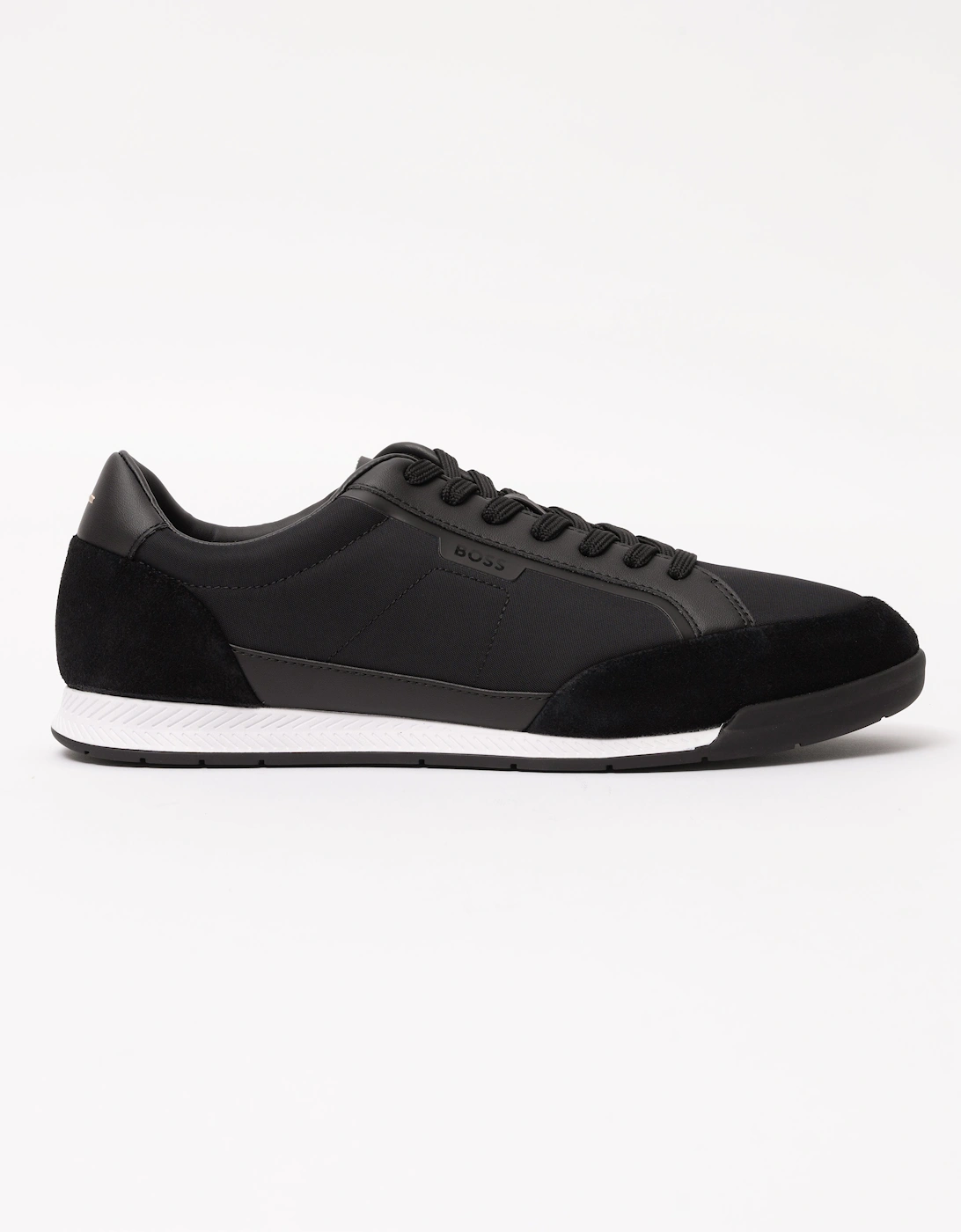 BOSS Orange Nitan Mens Low-top trainers with suede and faux leather - Black 001