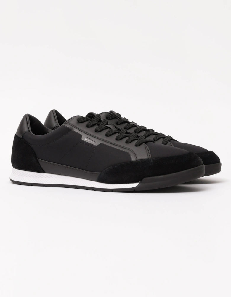 BOSS Orange Nitan Mens Low-top trainers with suede and faux leather - Black 001