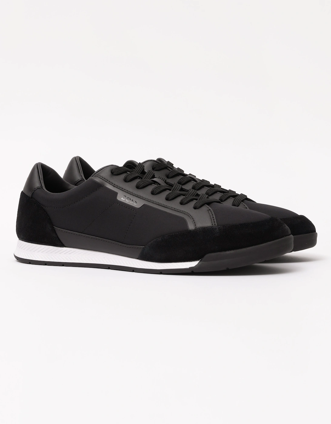 BOSS Orange Nitan Mens Low-top trainers with suede and faux leather - Black 001