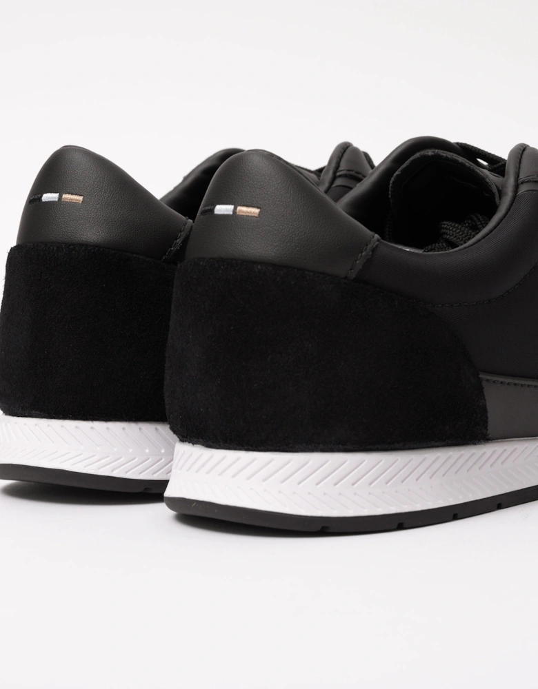 BOSS Orange Nitan Mens Low-top trainers with suede and faux leather - Black 001