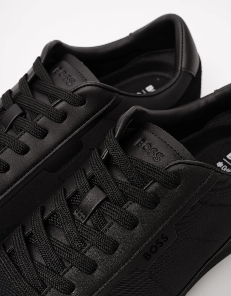 BOSS Orange Nitan Mens Low-top trainers with suede and faux leather - Black 005